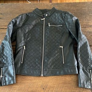 Barely worn faux leather bomber jacket